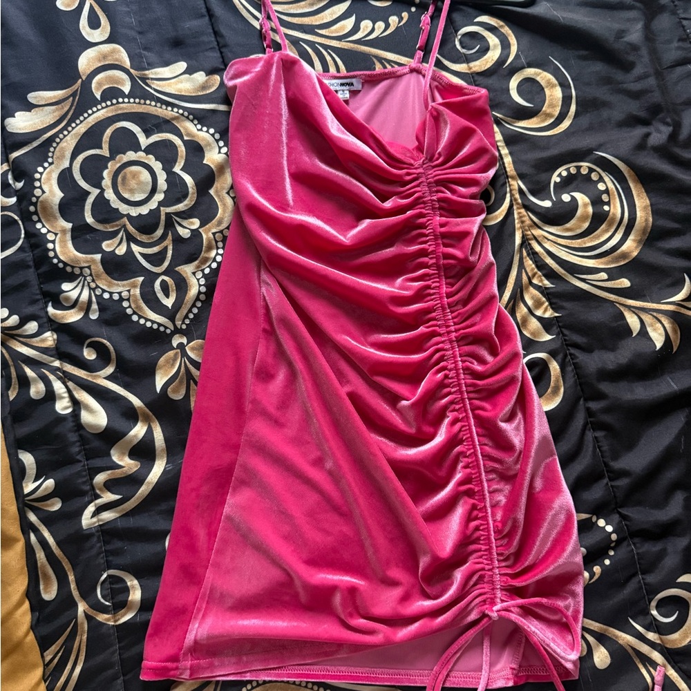Fashion Nova Pink Ruched Mini Dress